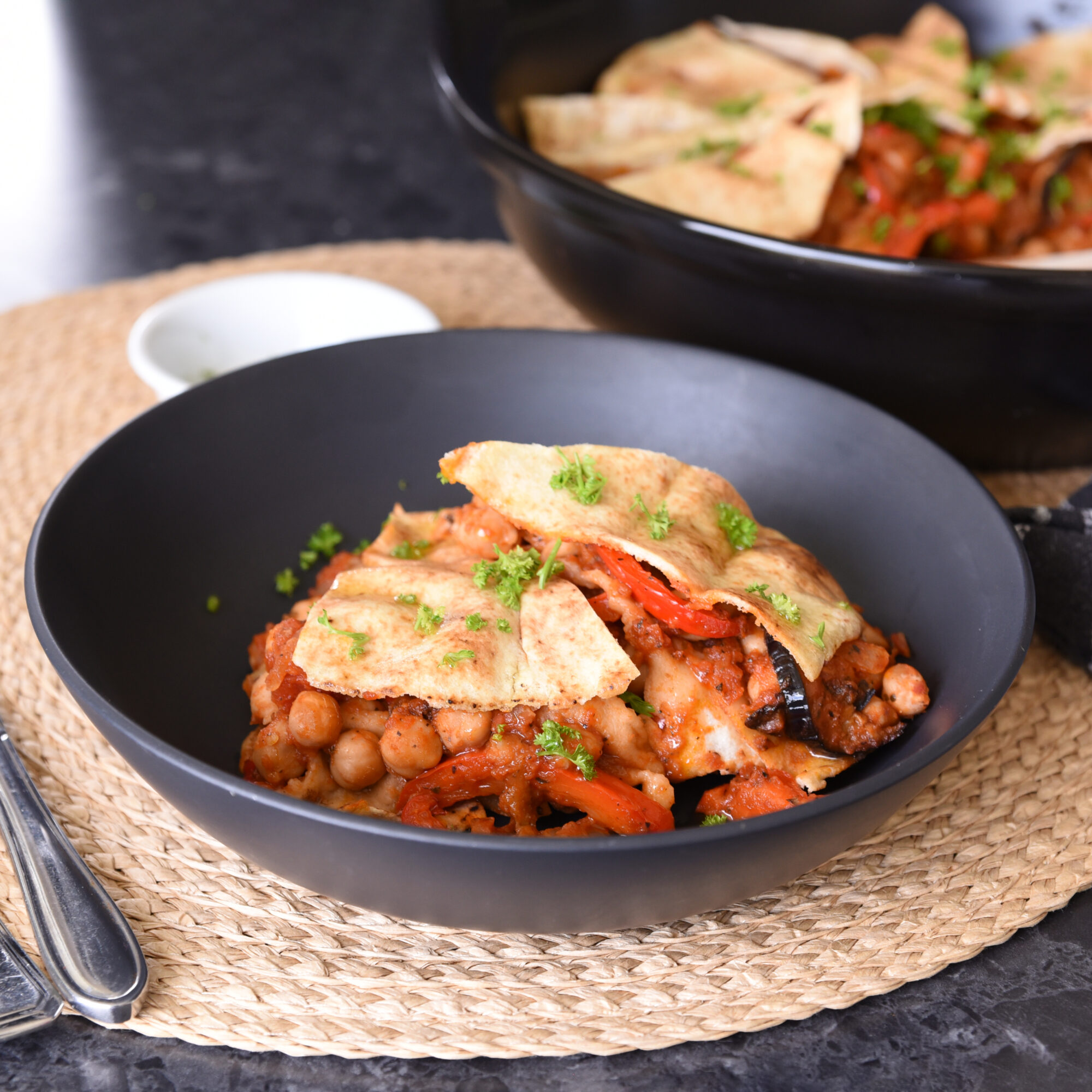 Layered Lebanese tomato and chickpea stew