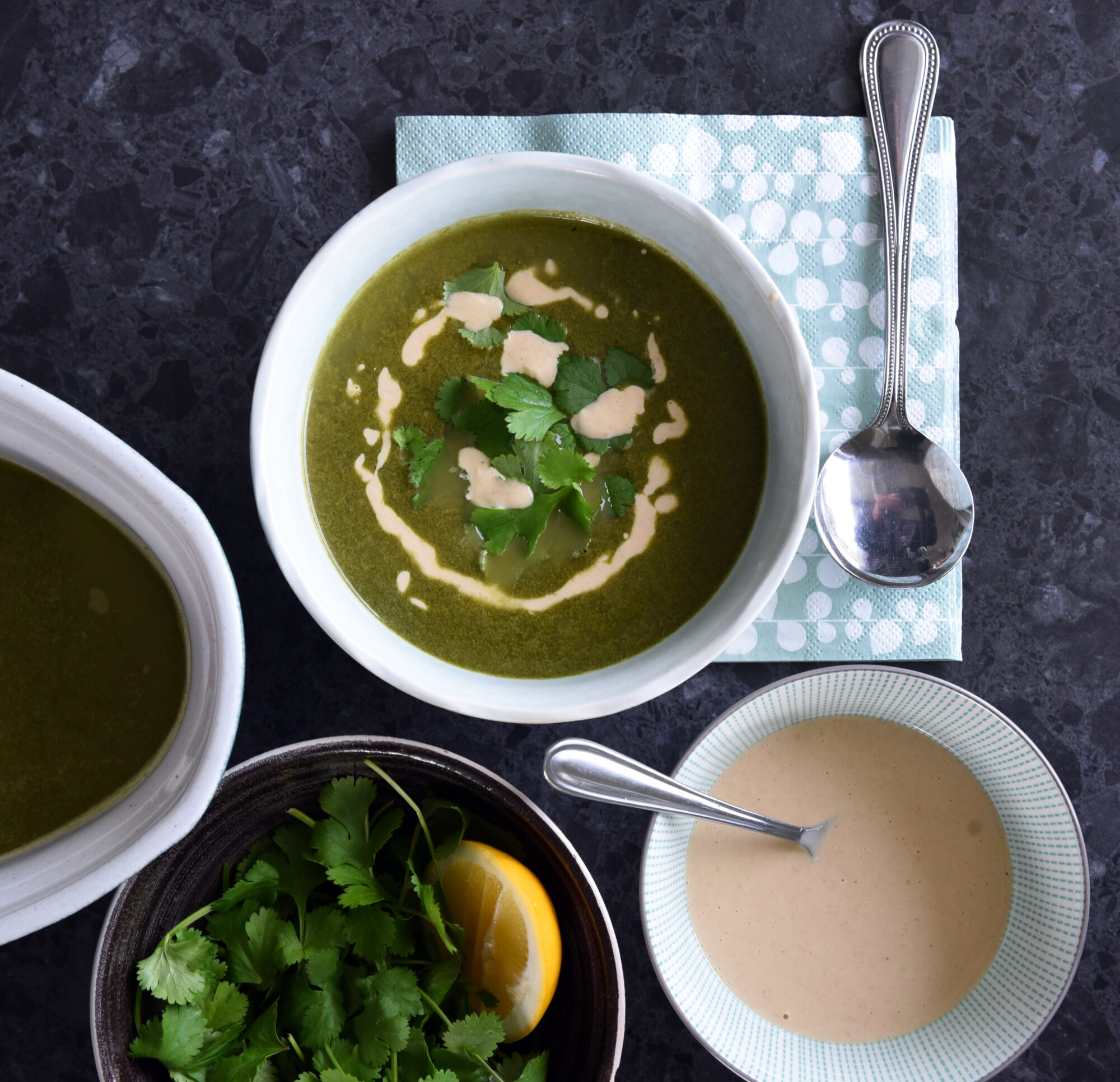 Spinach, Coriander and Tahini Soup