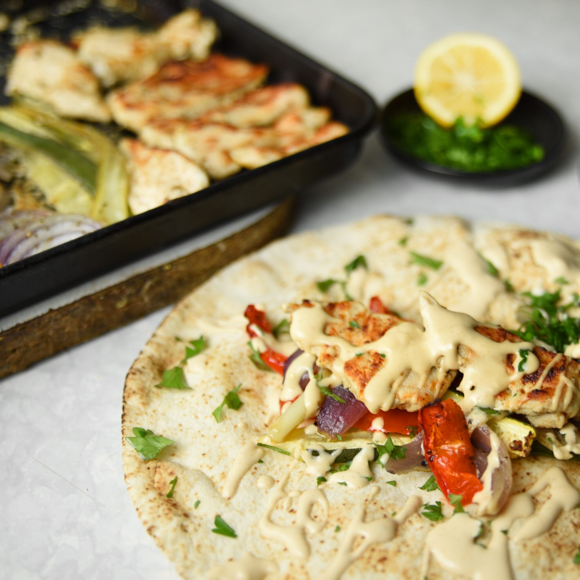 Easy Pan Sheet Chicken Shawarma is a quick and delicious oven baked family meal